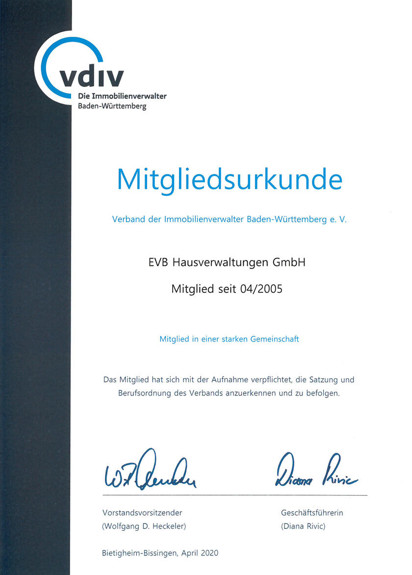 Mitgliedsurkunde vdiv 2005